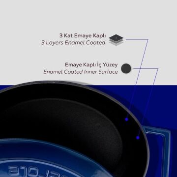 Lava Döküm Oval Tencere. Folk Serisi Ölçü 21x27cm