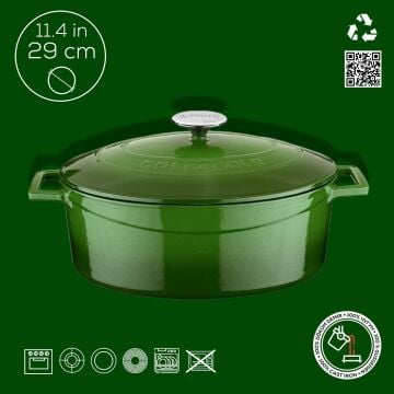 Lava Döküm Oval Tencere. Folk Serisi Ölçü 23x29cm