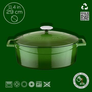 Lava Döküm Oval Tencere. Folk Serisi Ölçü 23x29cm