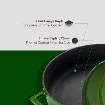 Lava Döküm Oval Tencere. Folk Serisi Ölçü 23x29cm